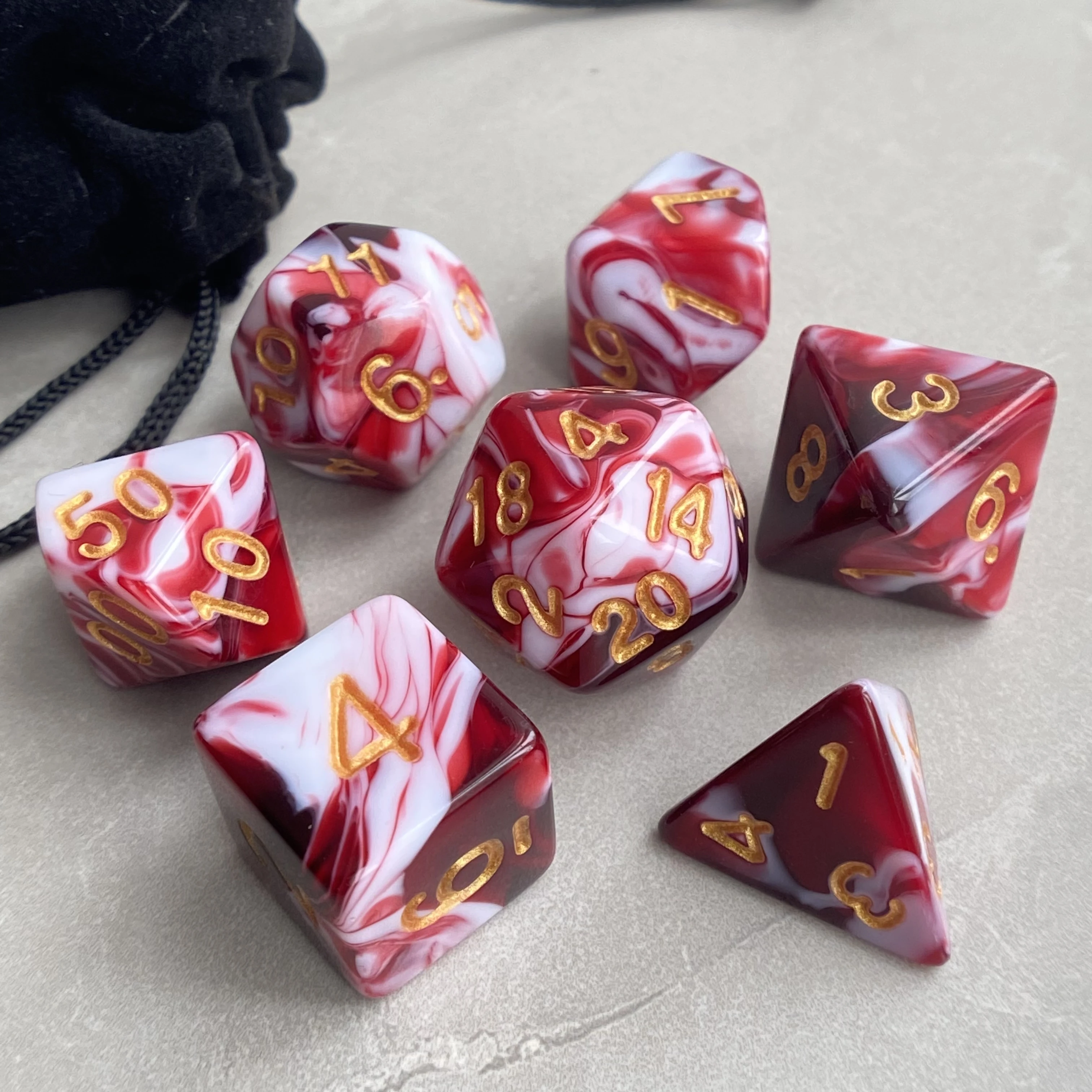 DND Dice Set - Polyhedral Dice Two-color 7 Pcs for Dungeon and Dragons D&D RPG Role Playing Games Dice with Dice Bag