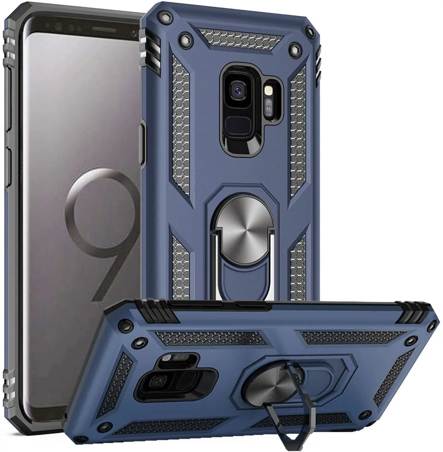 for Samsung S9 Plus + S9 Case for Samsung Galaxy S9 Plus Protector Armor Military Shockproof Magnet Car Holder Ring Case Cover