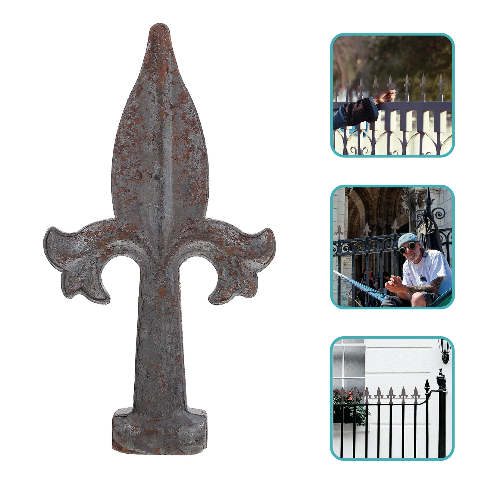 

Iron Parts Decorative Finial Topper Garden Security Fence Iron Head Metal Toppers Outdoor Yard Fence Decor Accessory