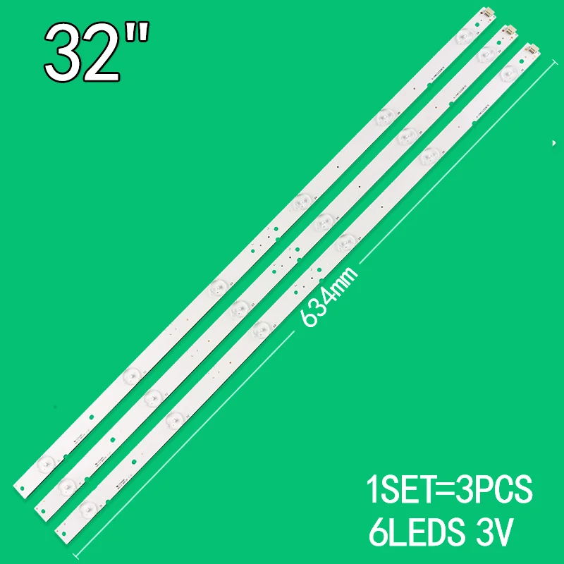 3pcs=1set 6leds 3v 634mm for Sharp 32-inch LCD TV A-HWCQ32D676 LC-32LE185M 32le260 LC-32LE2651-TT 32LE265X 32LE265M 32LE263M