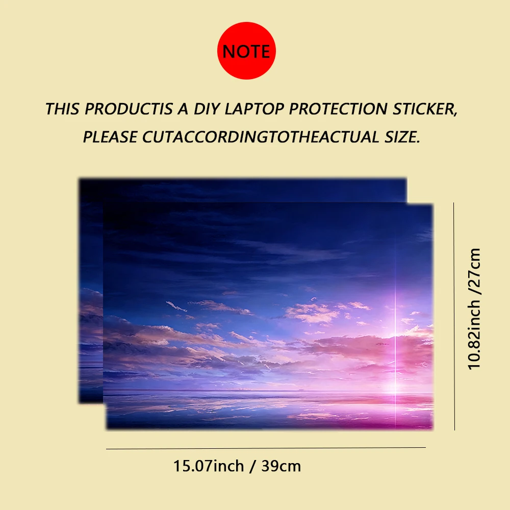 2PCS Pink Sky At Sunset with A Reddish Glow High Quality Vinyl Laptop Stickers Art Scratch Protection for MacBook PC Chromebook