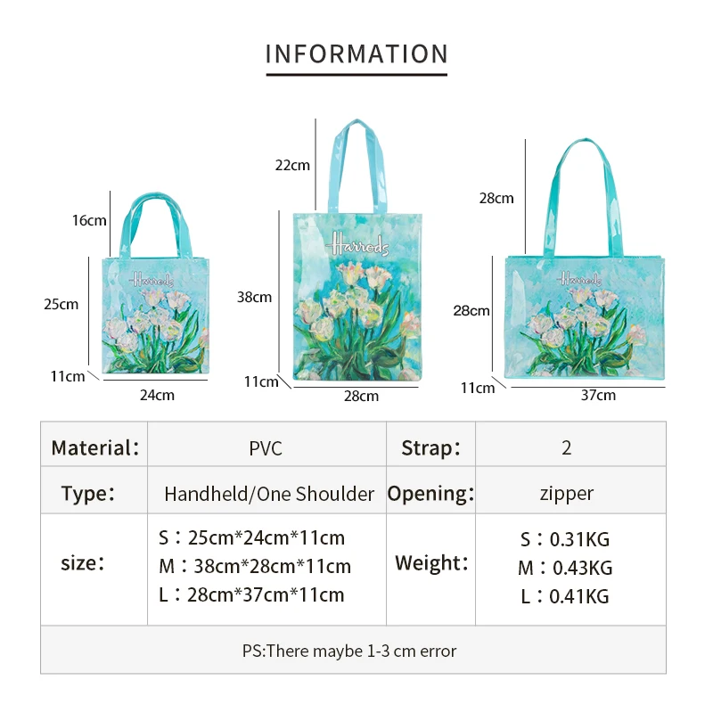 Women\'s Floral Printed PVC Shopping Purse Big Summer Eco Tote Beach Handbags Large Casual Student Bookbag