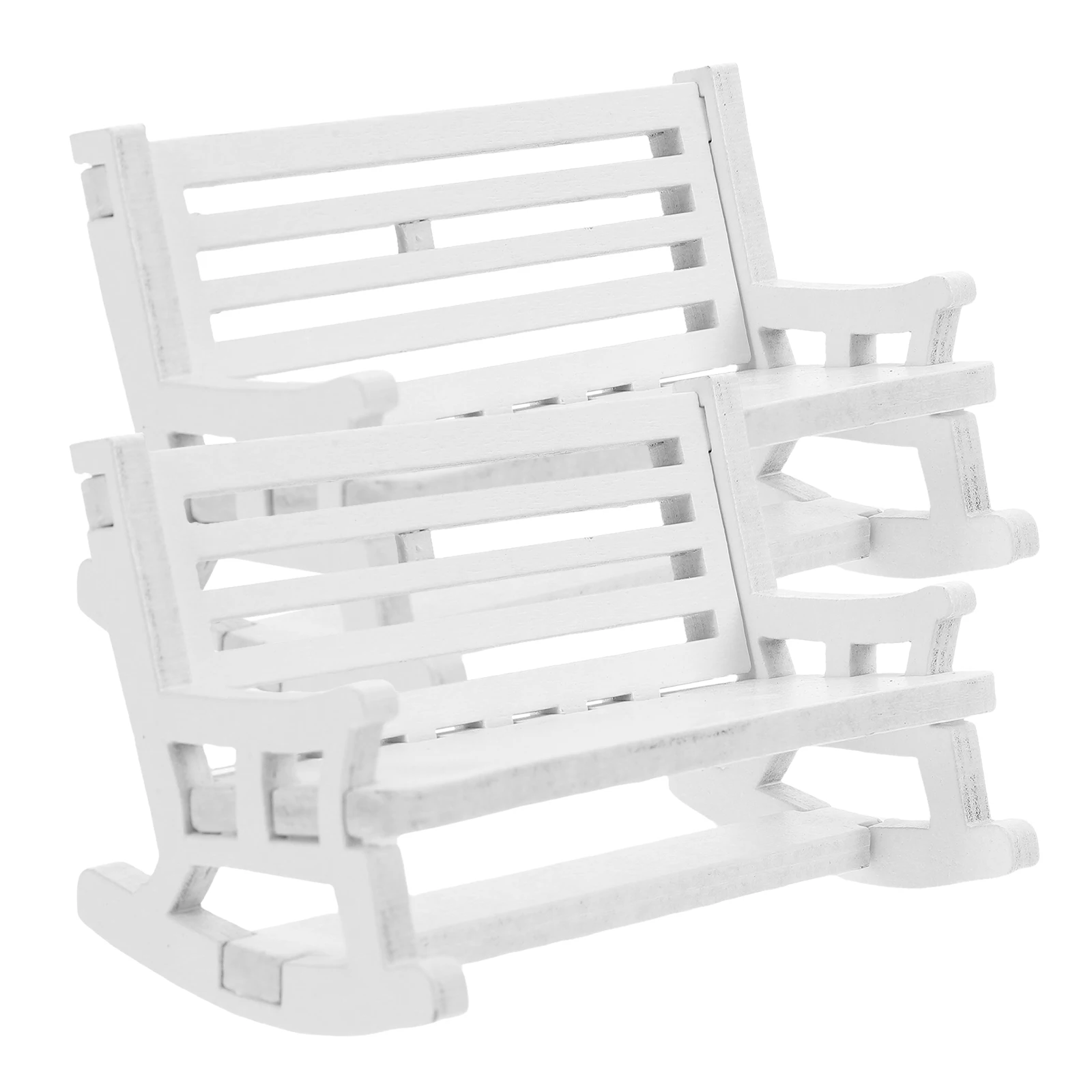 2 pezzi in miniatura a dondolo in legno vintage piccolo per casa delle bambole mini mobili ornamento decorazione del desktop micro paesaggio interno