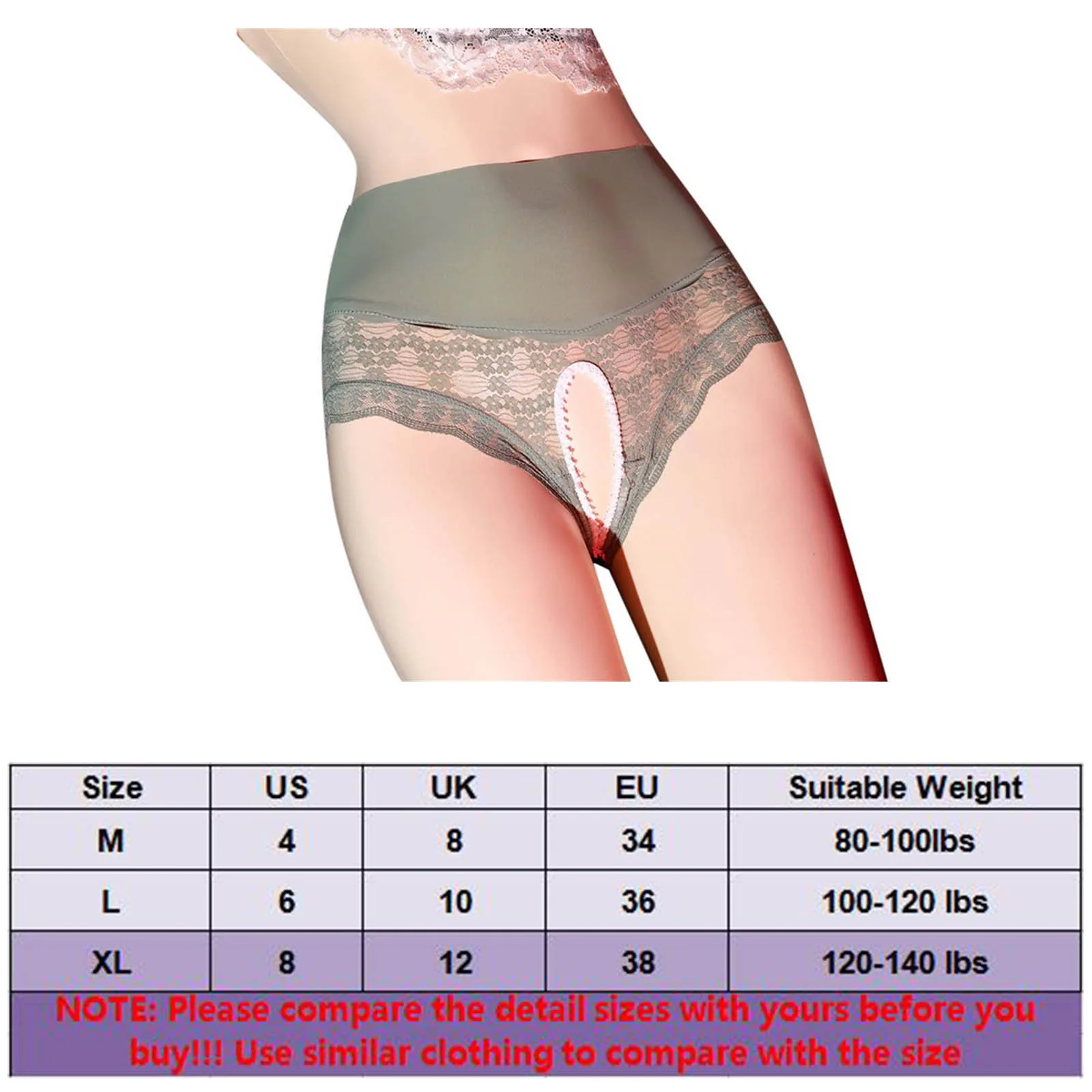 Women\'S Triangle Panties Sexy Floral Cloud Lace Underwear High Waist Open Crotch Female Briefs Breathable Girlfriend Lingerie