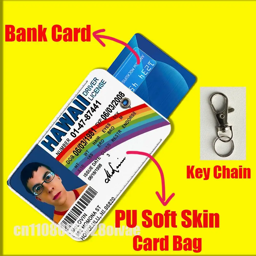 McLovin ID Driver License S-Superbad Fogell For ID Clips Credit Bank Access Water Card Holder Cover PU Leather Keychain