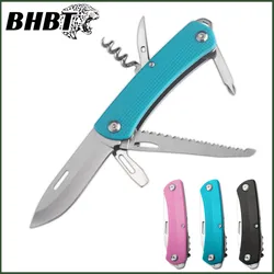 BHBT MIni Multifunction Folding Knife Multitool EDC Outdoor Camping Portable Pocket Knife Saw Screwdriver Wine Opener