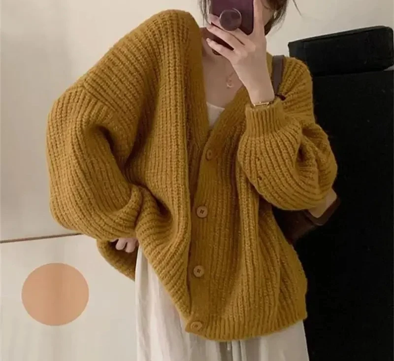 Doce curto de malha aberta cardigan feminino design solto primavera outono moda pequena