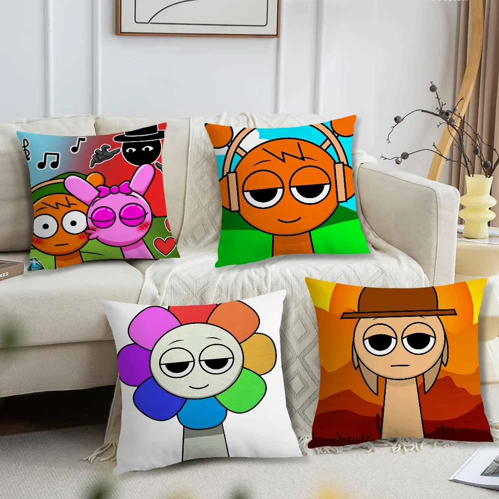 Cartoon S-Sprunki Incredibox cushion cover Accessories Square Cushion Room Bedroom Headboard Sofa Living Backrest Car Nap Time