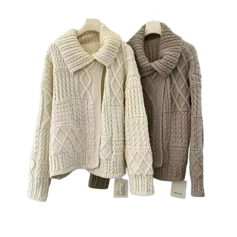 

Cardigan Women Coat Sweaters Coats Jackets Turn Down Collar Jumpers Y2k Streetwear Elegant Knit Open Stith Autumn Winter 2025