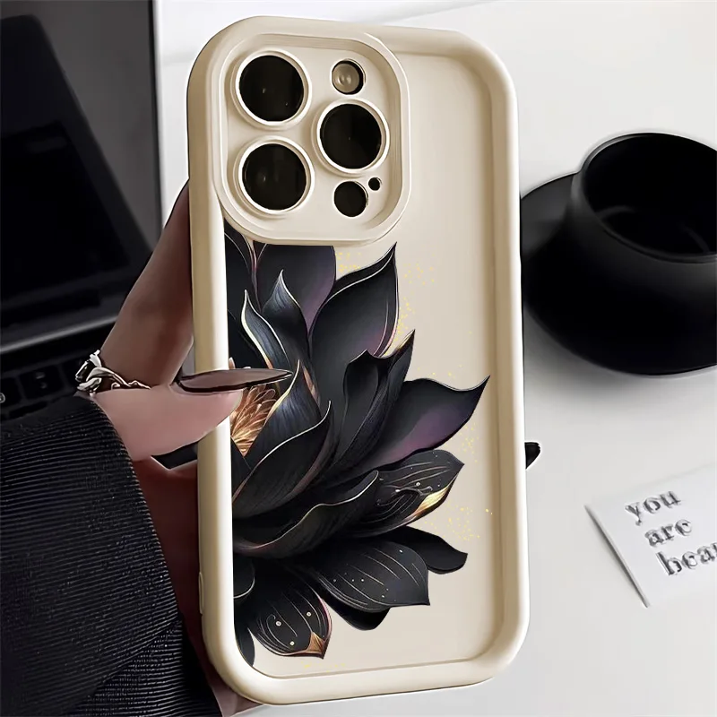 Funda de teléfono de silicona líquida para iPhone 16 Pro Max Funda iPhone 11 13 14 15 12 XS X XR 7 8 Plus SE 16promax 15promax fundas de flores