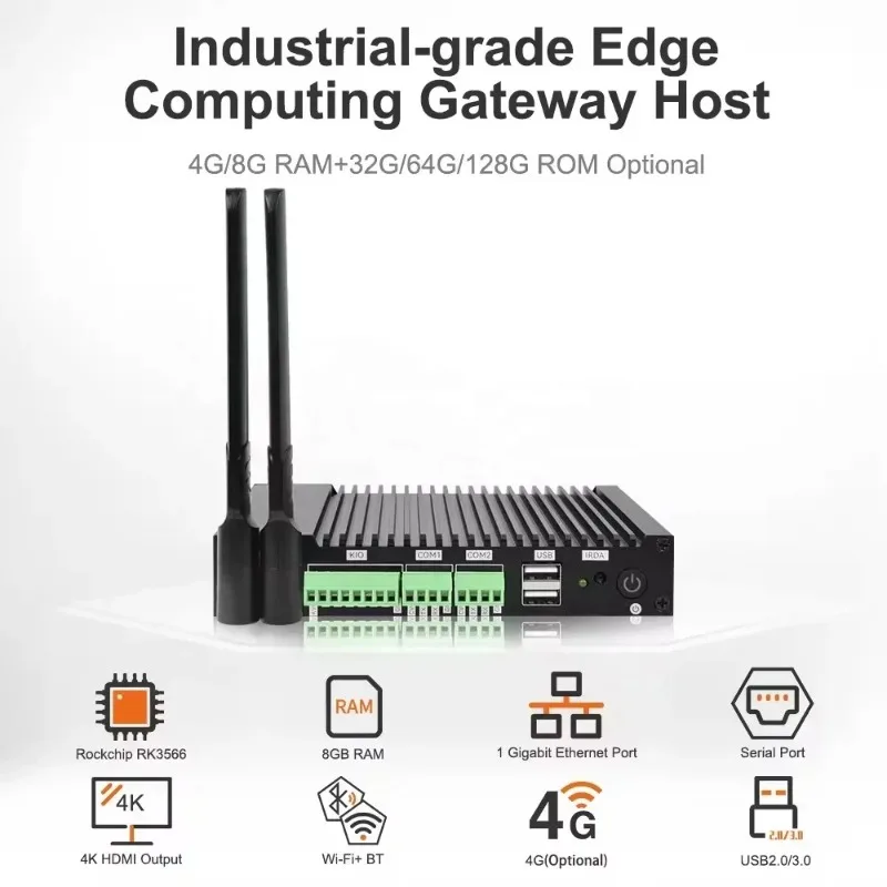 2025 وحدة تحكم صناعية RK3566 رباعية النواة AI Edge RS232 RS485 أندرويد أوبونتو لينكس بوابة وحدة تحكم كمبيوتر صغيرة