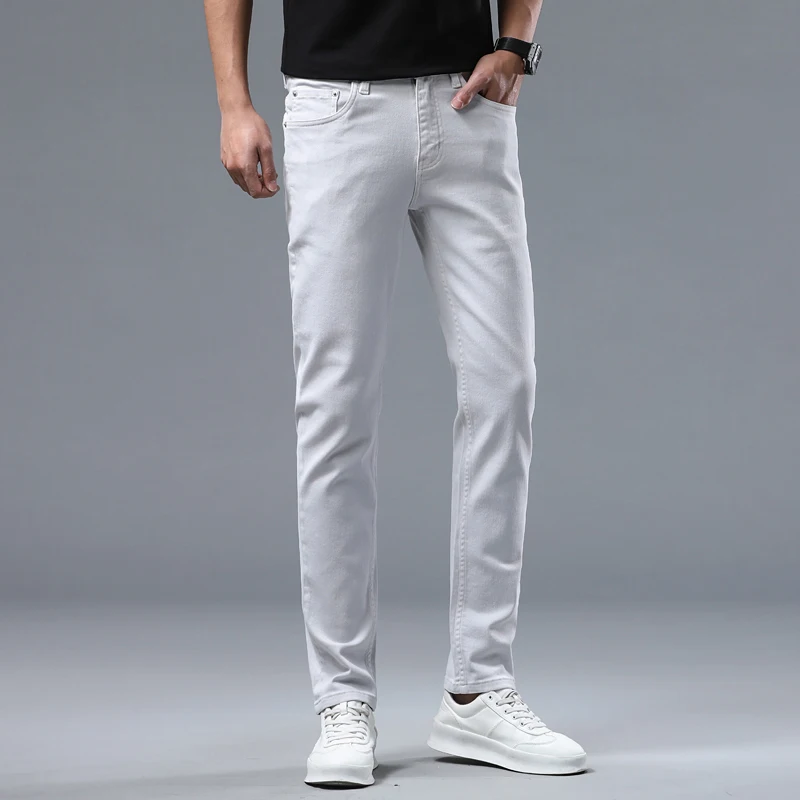 2024 spring and summer new high-grade alabaster gray high-end business and leisure with thin small straight jeans men's pants