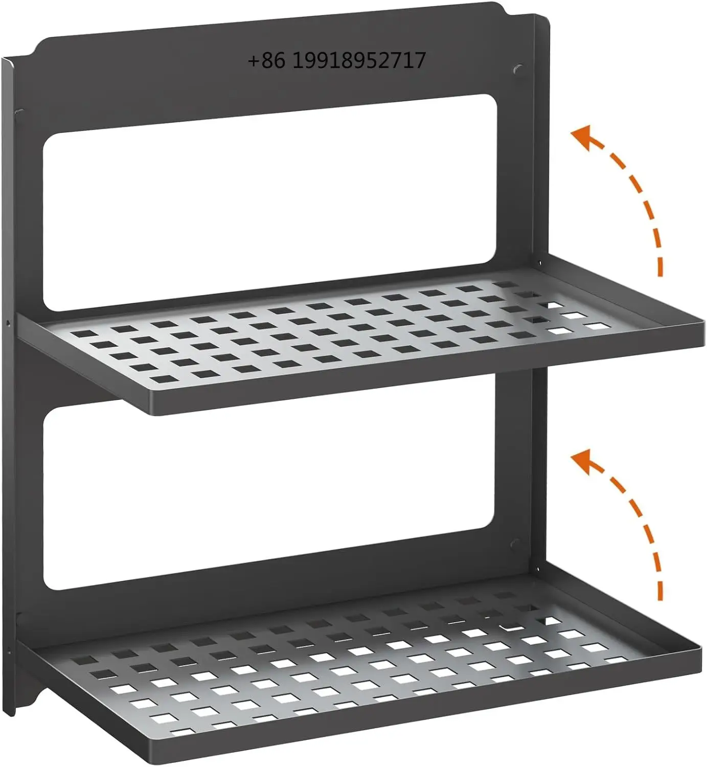 2-Tier Folding Metal Shelf Wall Mounted Small Foldable Wall Shelf Dorp Down Combined Stackable Double Layer Floating Shelf JJ381