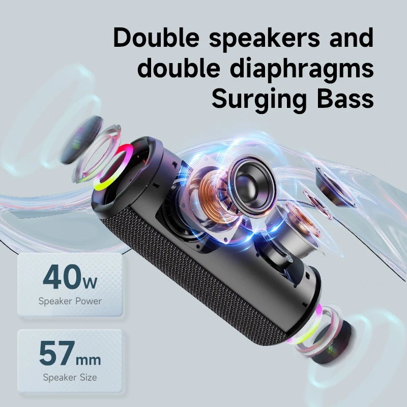 ZEALOT S49PRO Portable Bluetooth Speaker 20W IPX6 Waterproof Powerful Sound Box Bass Boost Dual Pairing True Wireless Stereo