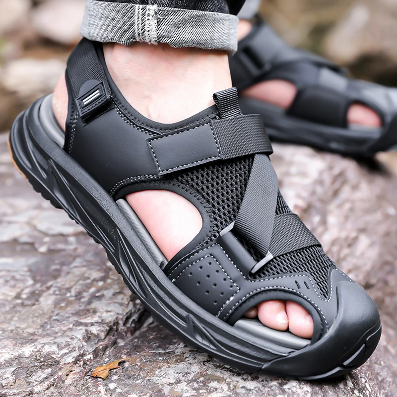 صنادل رجالية رياضية ترفيهية ذات جودة عالية وبسيطة وسياحة ترفيهية للمشي مريحة وناعمة وقابلة للتنفس في الصيف