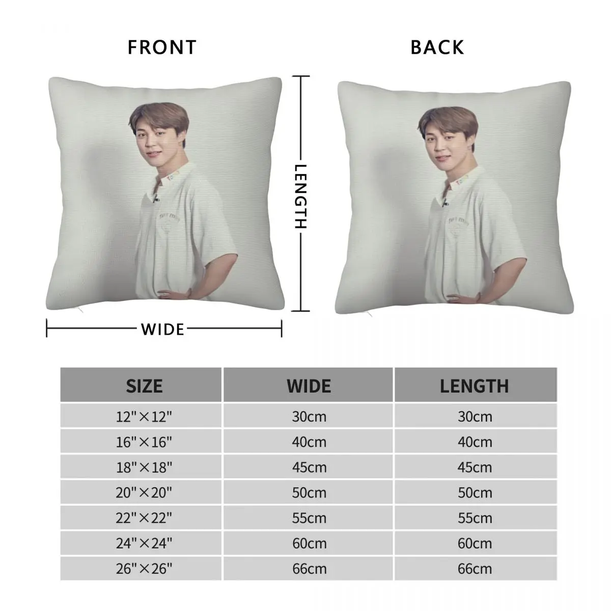 Jimin Good Boy Gotchu Square Pillowcase Polyester Linen Velvet Printed Zip Decorative Throw Pillow Case Room Cushion Cover