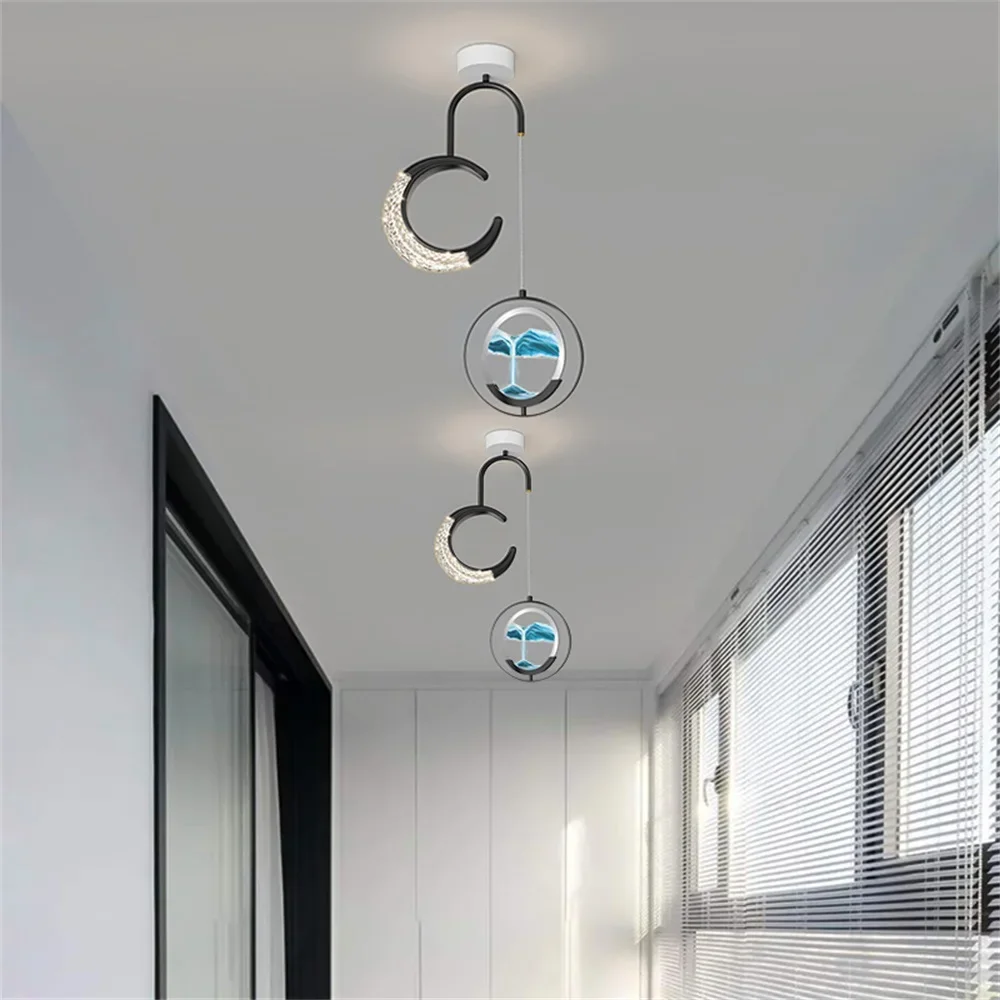 ABEL Contemporary Gold Pendant Lights LED Creative Hourglass Hanging Lamp for Home Aisle Decor Fixtures