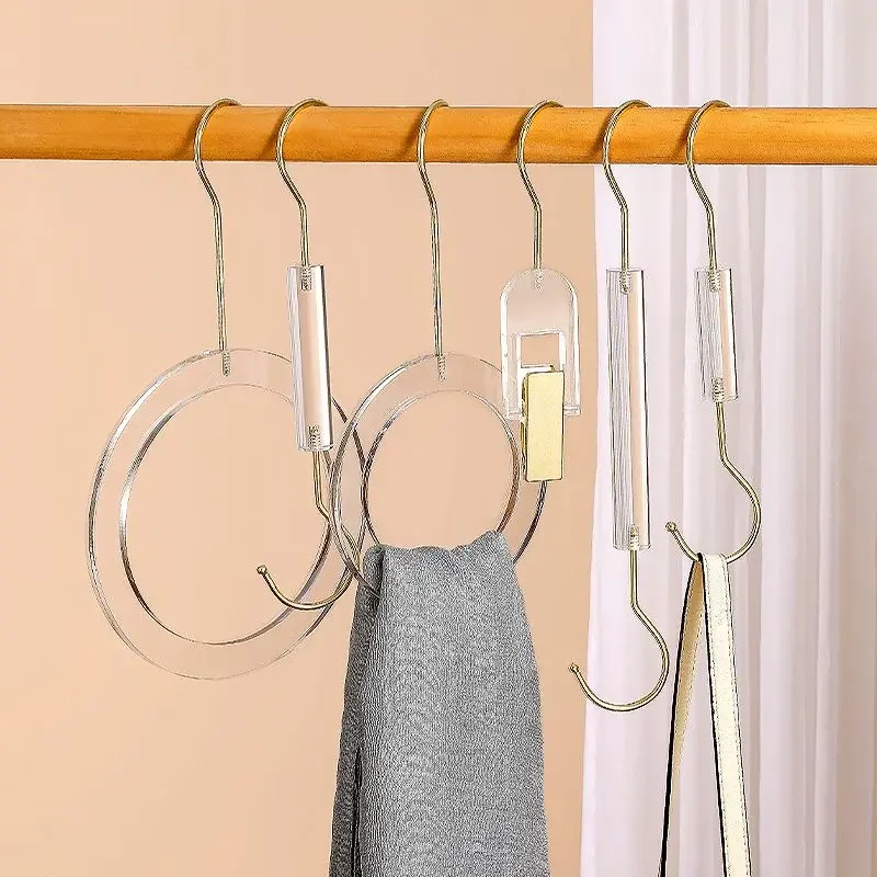 

Nordic Decorative Hanger Sets Acrylic Transparent Silk Scarf Socks Rack Clothes Store Circular Ring Organization Hooks Cloakroom