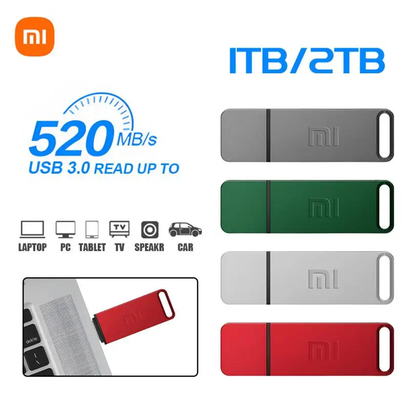 Xiaomi 2TB USB-flashdrives 1T Metaal Echte capaciteit Memory Stick Hoge snelheid Flash-geheugen Pendrive Pen Drive Opslag U Disk voor pc