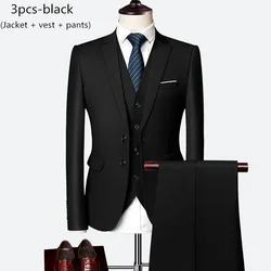 Boutique Suit 3-piece Men's Business Banquet Wedding Dress Set Solid Color Men's Large 6XL-M Suit 3-piece Jacket+vest+pants