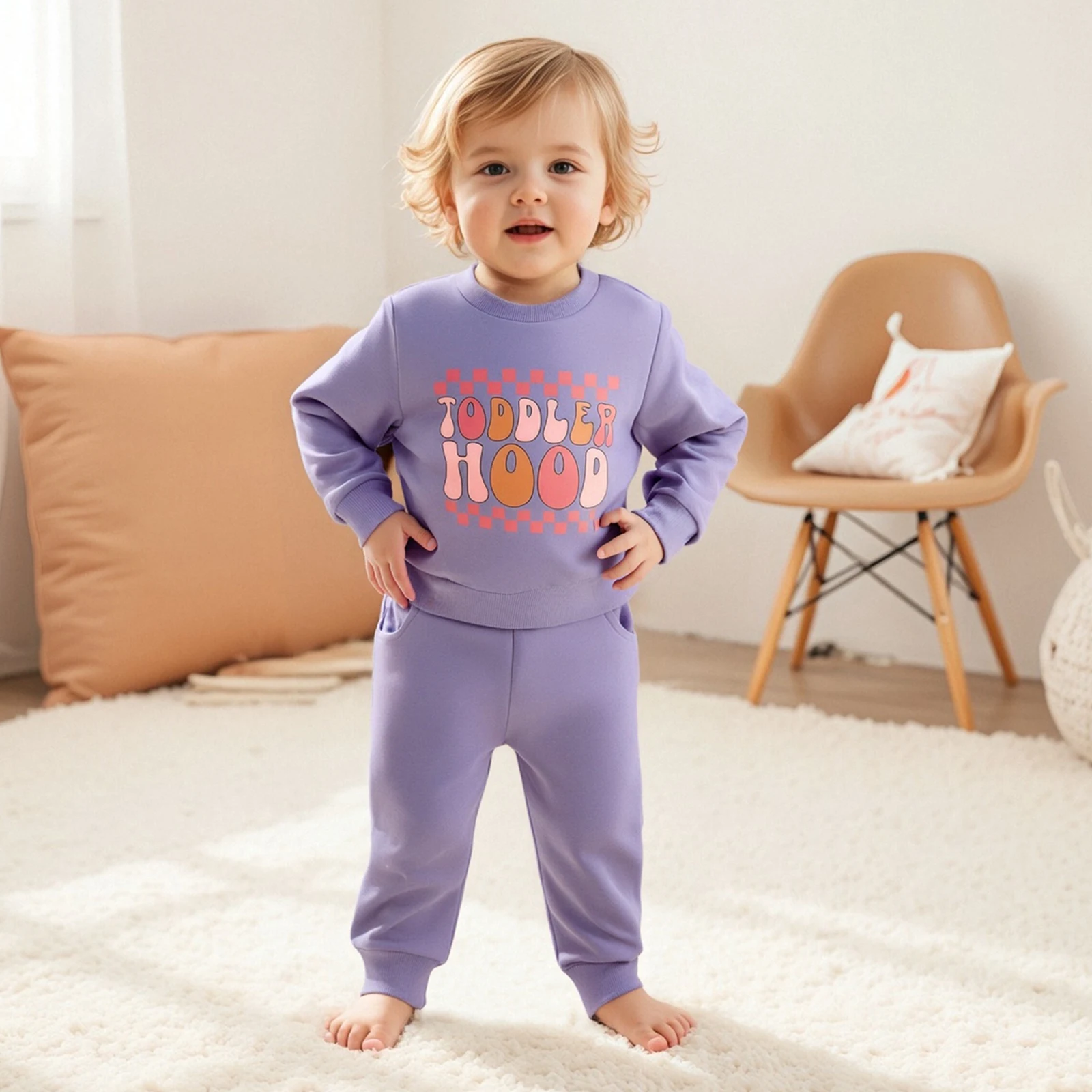 FOCUSNORM 0-3Y جميل طفل الفتيات الفتيان الملابس مجموعات خطابات طباعة طويلة الأكمام طاقم الرقبة البلوز مع مرونة الخصر السراويل