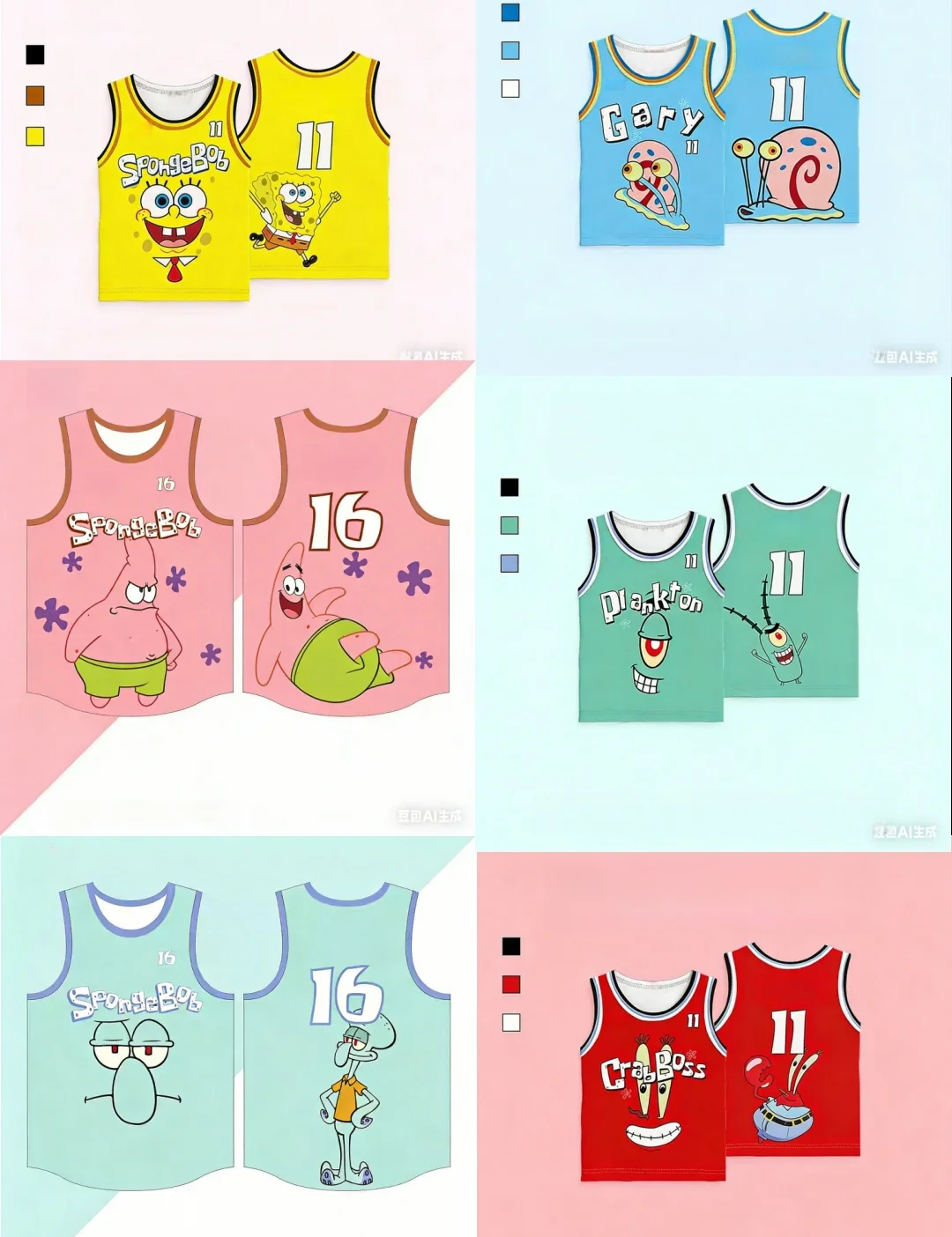 Bikini-Unterteil für Erwachsene und Kinder, All-Star ärmelloses T-Shirt, SpongeBob 3D-Cartoon-Print-Basketball-Tanktop in verschiedenen Stilen