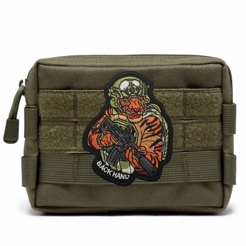 Animals with Guns Embroidery Patch for Clothes Tactical Tiger Panda Badge Military Accessory Hook&Loop Patches Backpack Stickers