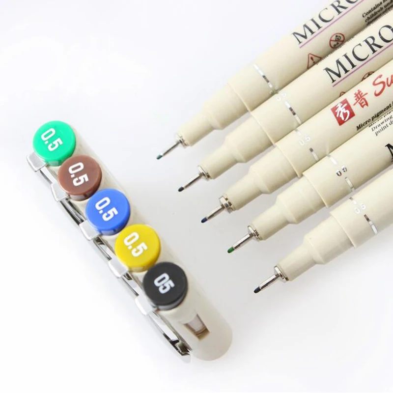 12 Colors PRO Pigma Micron Pen Set Waterproof Finecolour Needles Liner Pens Drawing Lines Colour Pen Dessin tombow Art Supplies