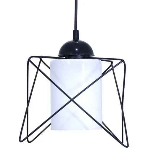 Lambadar Single Chevron White Glass Pendant Lamp Chandelier Black