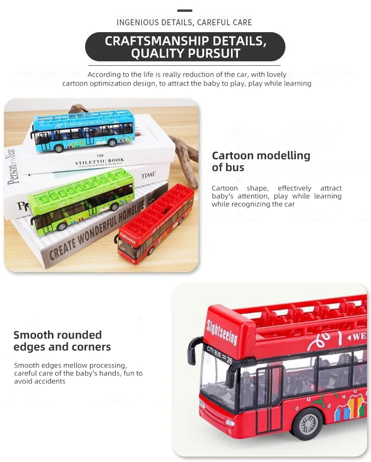 Bus Kids Toys Diecast Inertial Pull Back Car Model Bus School Bus Light Music Children Vehicles Car Educational Toys for Boys