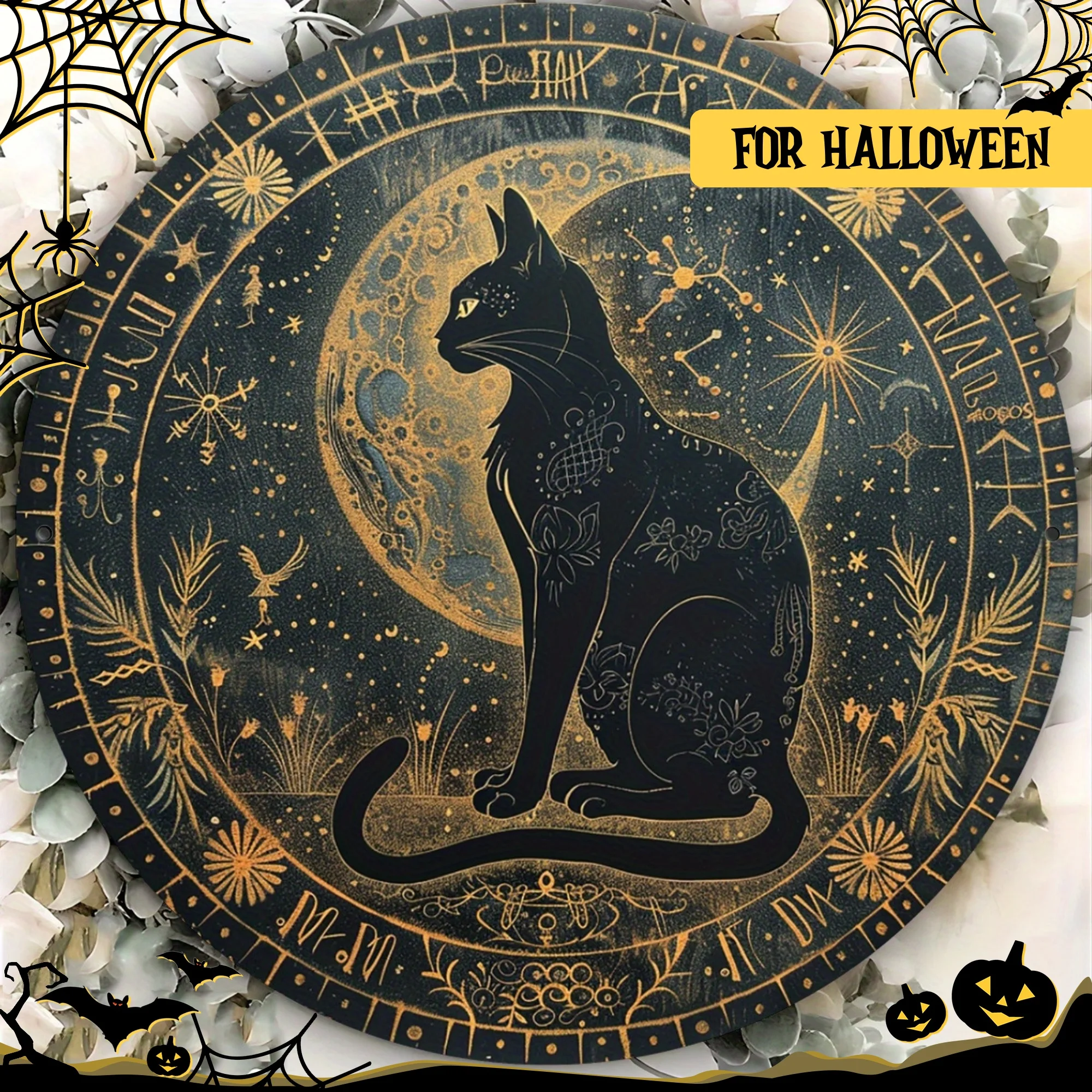 1pc Aluminum Wheel of The Year Wall Hanging Sign, Boho Style, 20.32 cm, Pagan Calendar, Witch, Magic, Witchcraft, Samhain, Chris