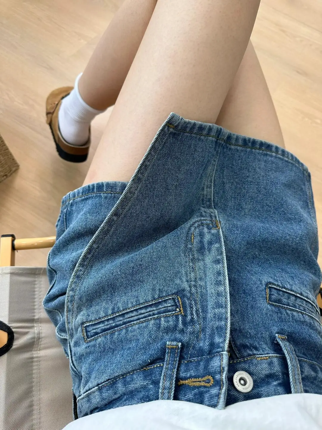 

Summer 2025 High Waist A-Line Denim Shorts Women's Trendy Fashion Small Size Skirt Pants Casual Washed Wide Leg Jeans