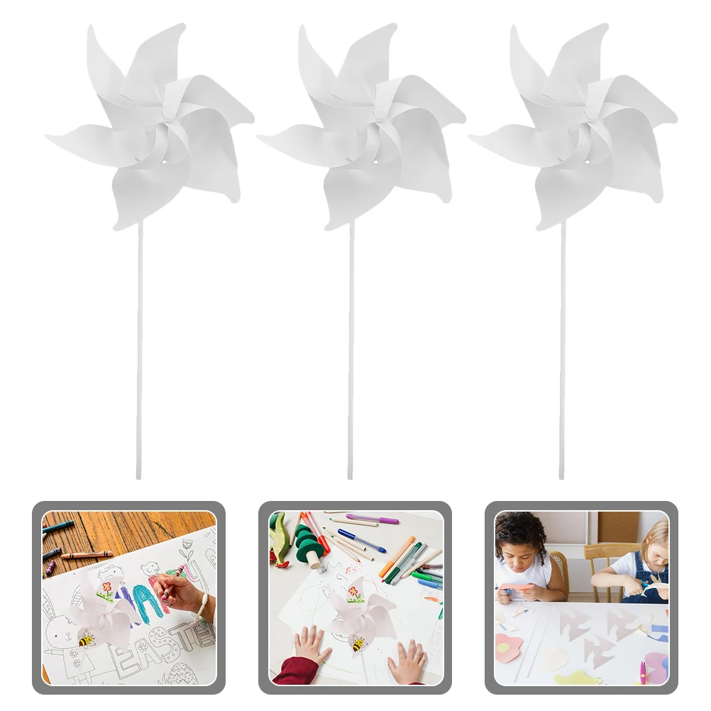 

20 Pcs Pinwheels Wall Decor Kids Crafts Paper Blank Children's Graffiti White Unfinished for