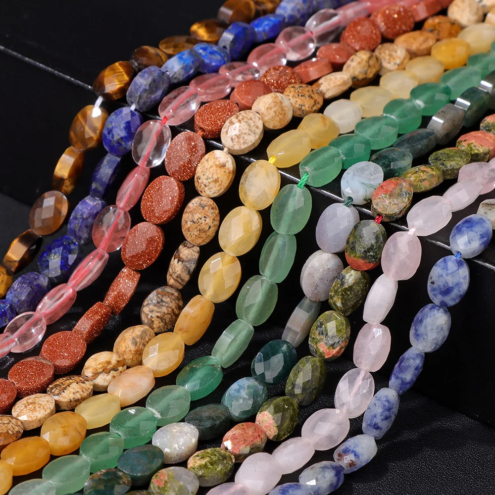 Healing Faceted Gems Beads Oval Shape Natural Crystal Jaspers Stone Loose Beads For Jewelry Making Necklace DIY Bracelet 6x8mm