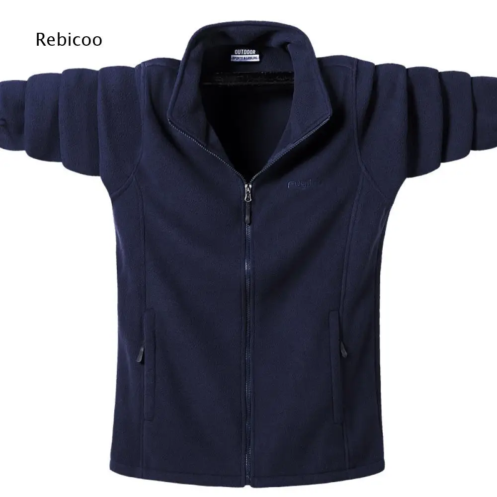 Casual Warm Fleece Jacket For Men Zip Up Stand Collar Structure Side Pockets For Multiple Outdoor Scenarios And Daily Matching