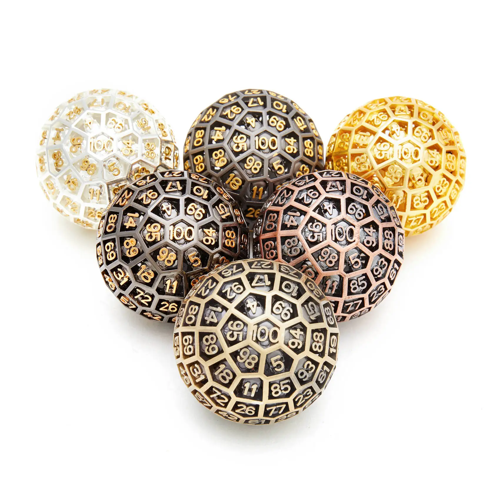 

100 Sides Polyhedral Hollow Metal Dice D100 Multi Sided Dices for Role-Playing RPG Bar Pub Club Party Board Game