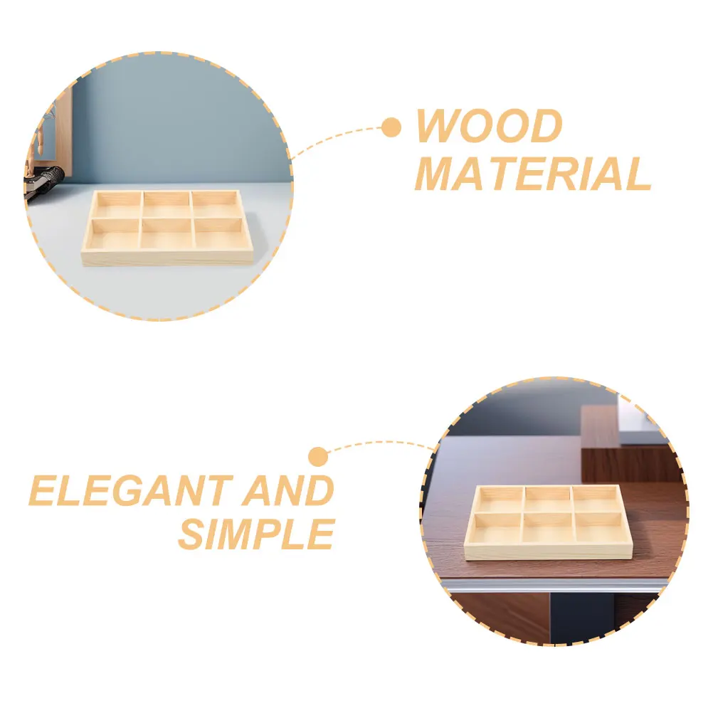 3 قطعة صندوق خشبي منظم تخزين سطح المكتب لأقلام التلوين لوازم فنية صينية مقسمة منظم خشبي صواني خشبية لصندوق الحرف اليدوية #6