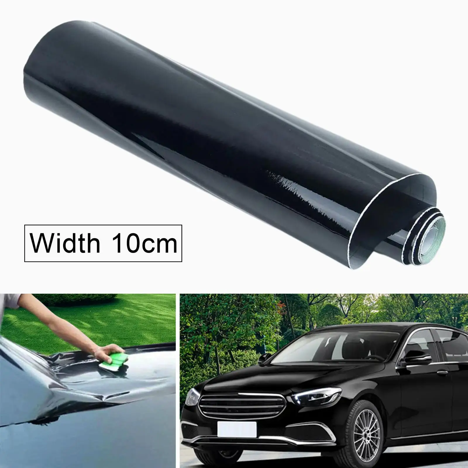 Envoltura de vinilo genérica para decoración Exterior de coche, accesorios extraíbles de PVC profesional, pegatinas negras brillantes, calcomanías para coche, 1,52 M