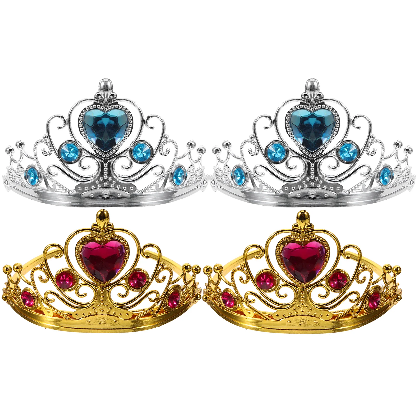 

4pcs Birthday Queen Crowns Rhinestone Tiara Party Headdresses For Girls Women Prom Performance Lightweight Non-Fading