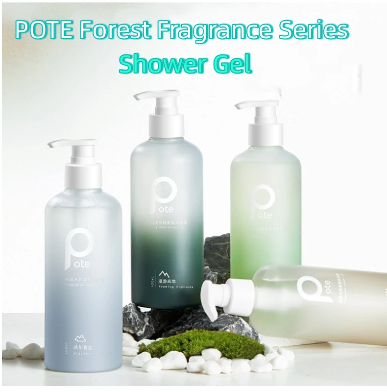 pote-長時間香りが持続するボディウォッシュ。やさしい洗浄力で、保湿効果も高く、なめらかな肌へ。男女兼用。香り付きシャワージェル-400ml。