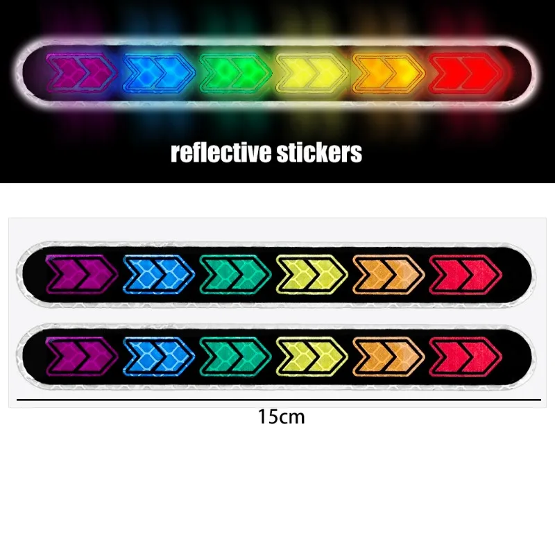 10-2PCS Warning Reflective Sticker Reflective Car Door Sticker Safety Strips Tape for Night Riding Walking Car Helmet Decoration