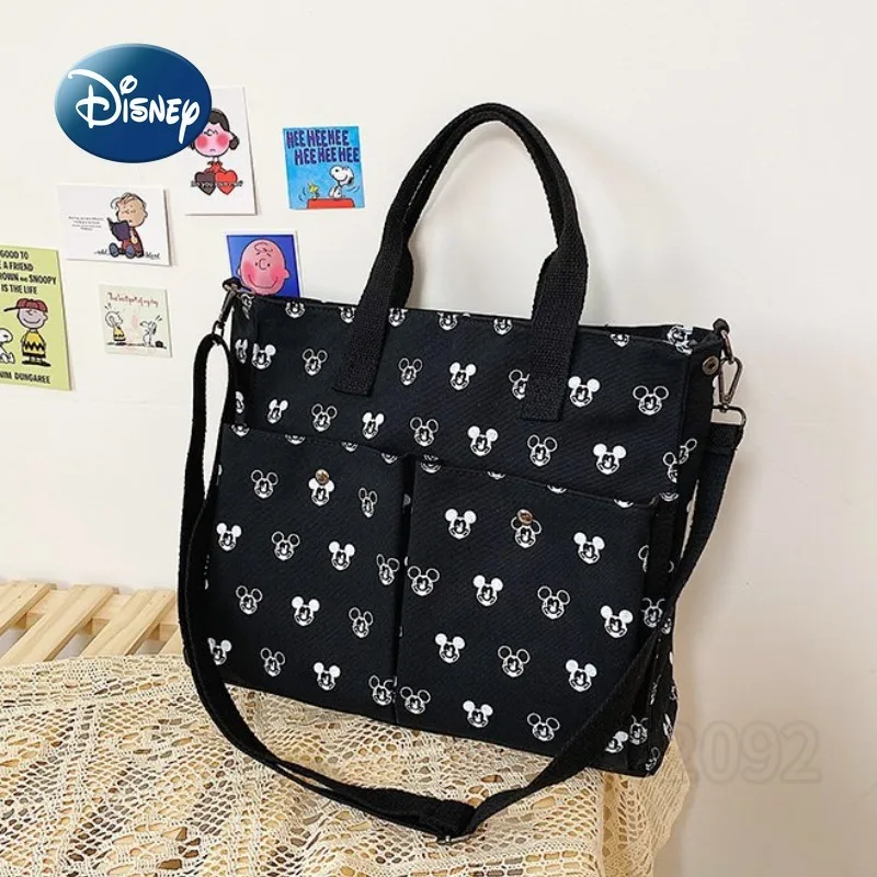 Disney Mickey New Girl Handbag Cartoon Girl One Shoulder Crossbody Bag Luxury Brand Girl Bag Canvas Fashion Large Capacity