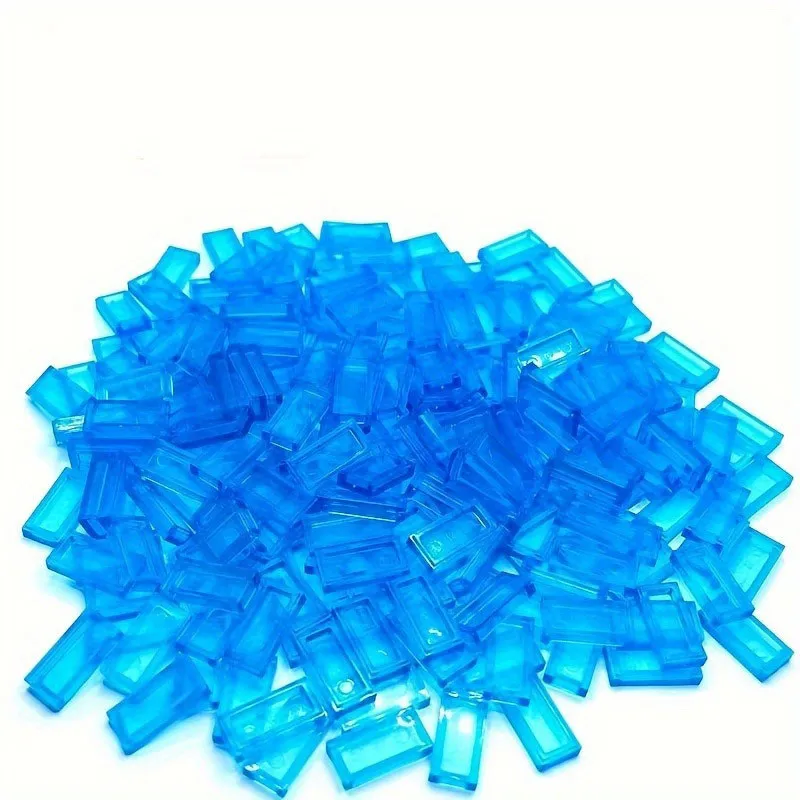 100 Stück transparente 1x2 flache Lichtplatten für Bausteine – langlebiger ABS-Kunststoff, kompatibel mit 3069 Pixel Art Toys