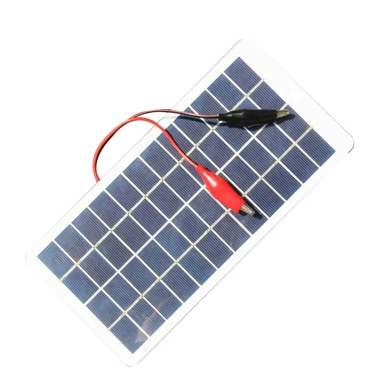 SPECIAL OFFER~5W 12V Polysilicon Solar Panel Outdoor Portable Waterproof Charging Panel with Clips Can Charge 9-12V Battery