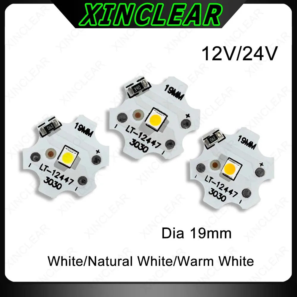 1W LED Chips DC12V 24V Lamp Board Chip Low Voltage LED Lamp Beads Dia 19mm White Light Warm White Light Source Board