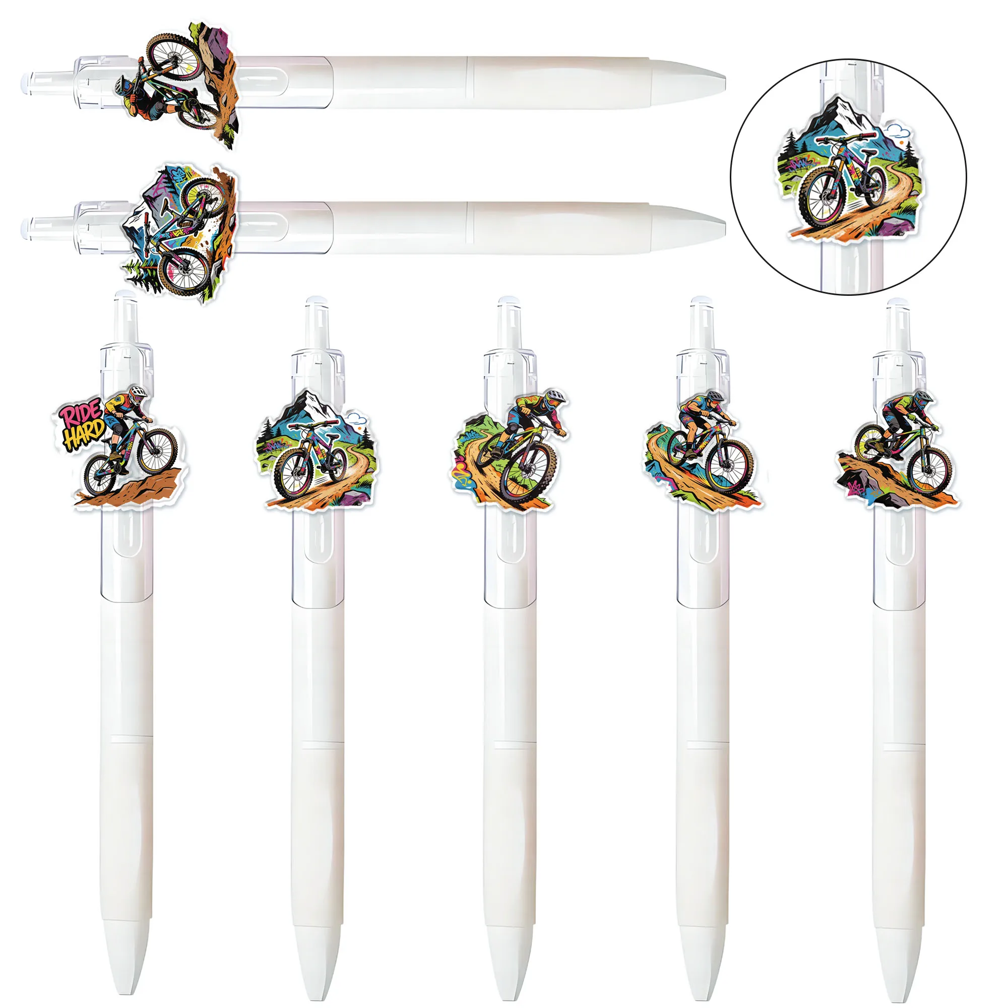 

Набор из 14 шариковых ручек с горным велосипедным дизайном, белый держатель для ручек, подарок для школьников к началу учебного года