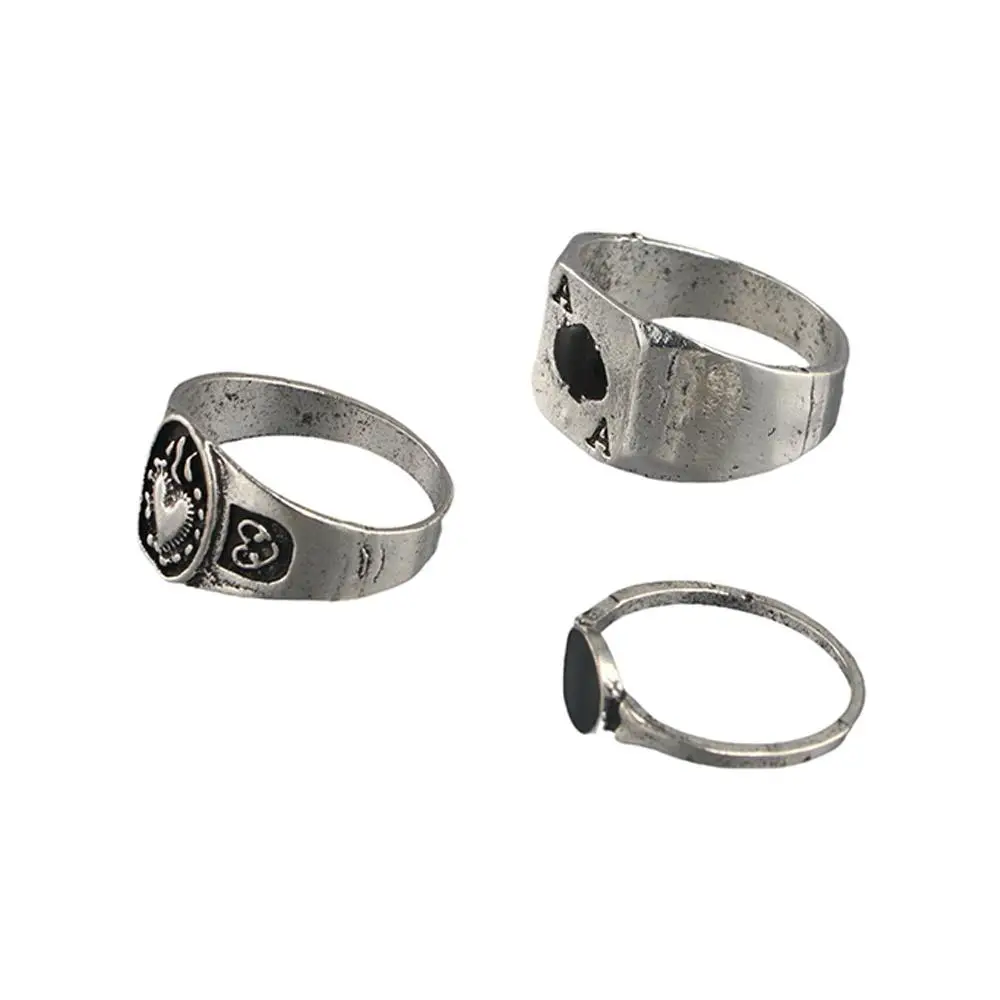 Personality Simple Alloy Male Width Spades A Irregular Ring Men Finger Ring Korean Style Ring Punk Style