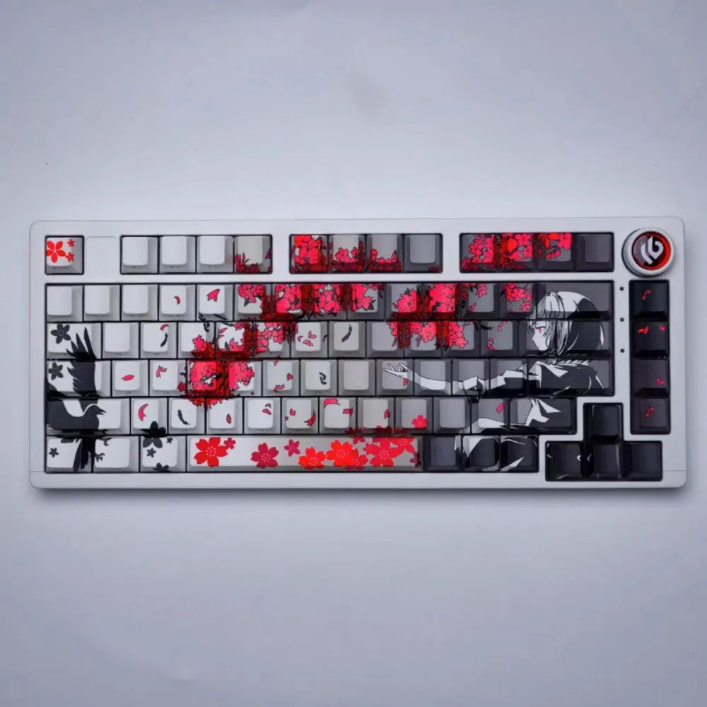 

Raven Girl Theme, Keycaps, Transparent PBT 130 Keys Cherry for MX Switches, Gaming Mechanical Keyboard