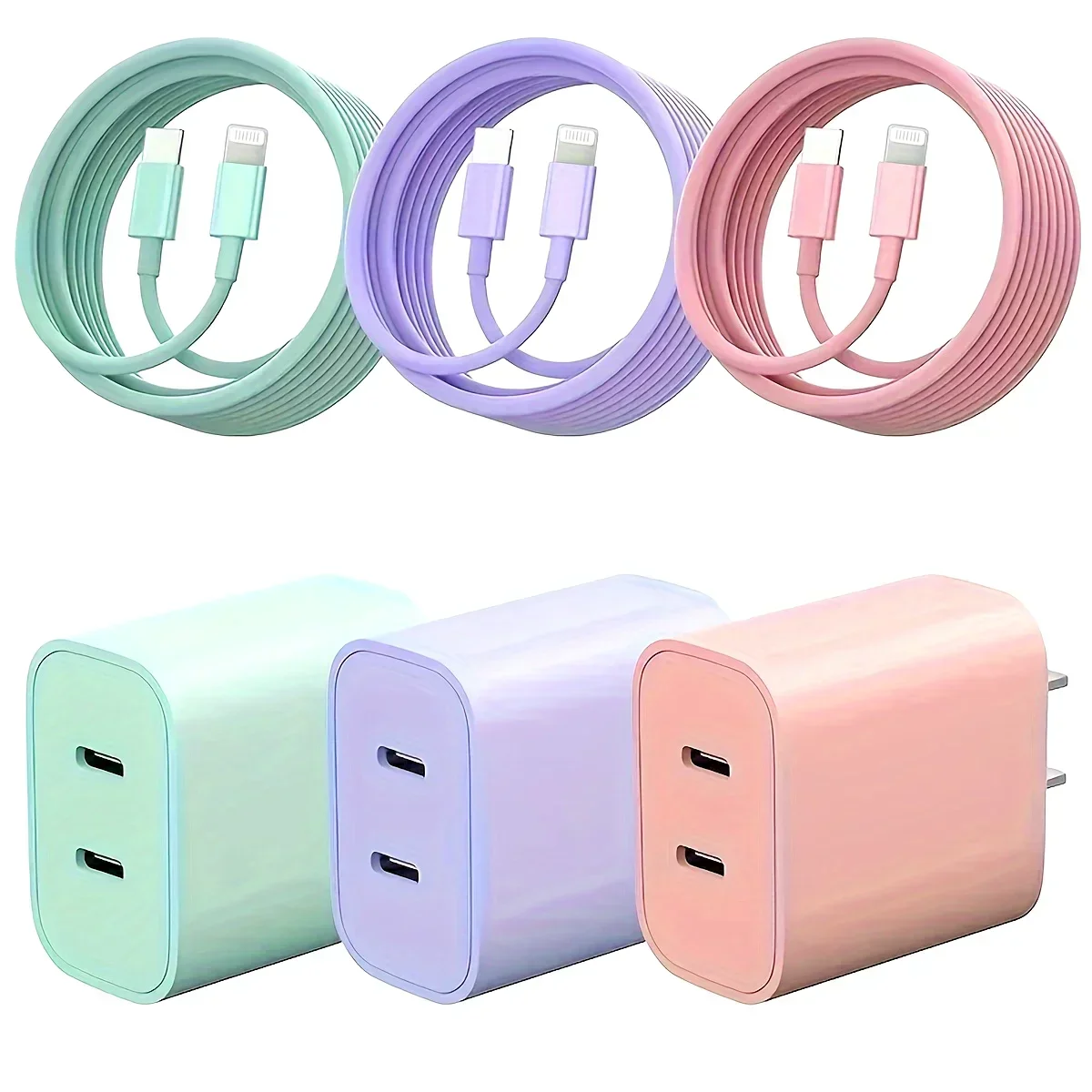 Adaptador de enchufe para cargador de IPhone, bloque de cargador de pared USB C de 40W con Cable Lightning de 6,6 pies para IPhone 14/13/12/11/X/XR/SE/iPad