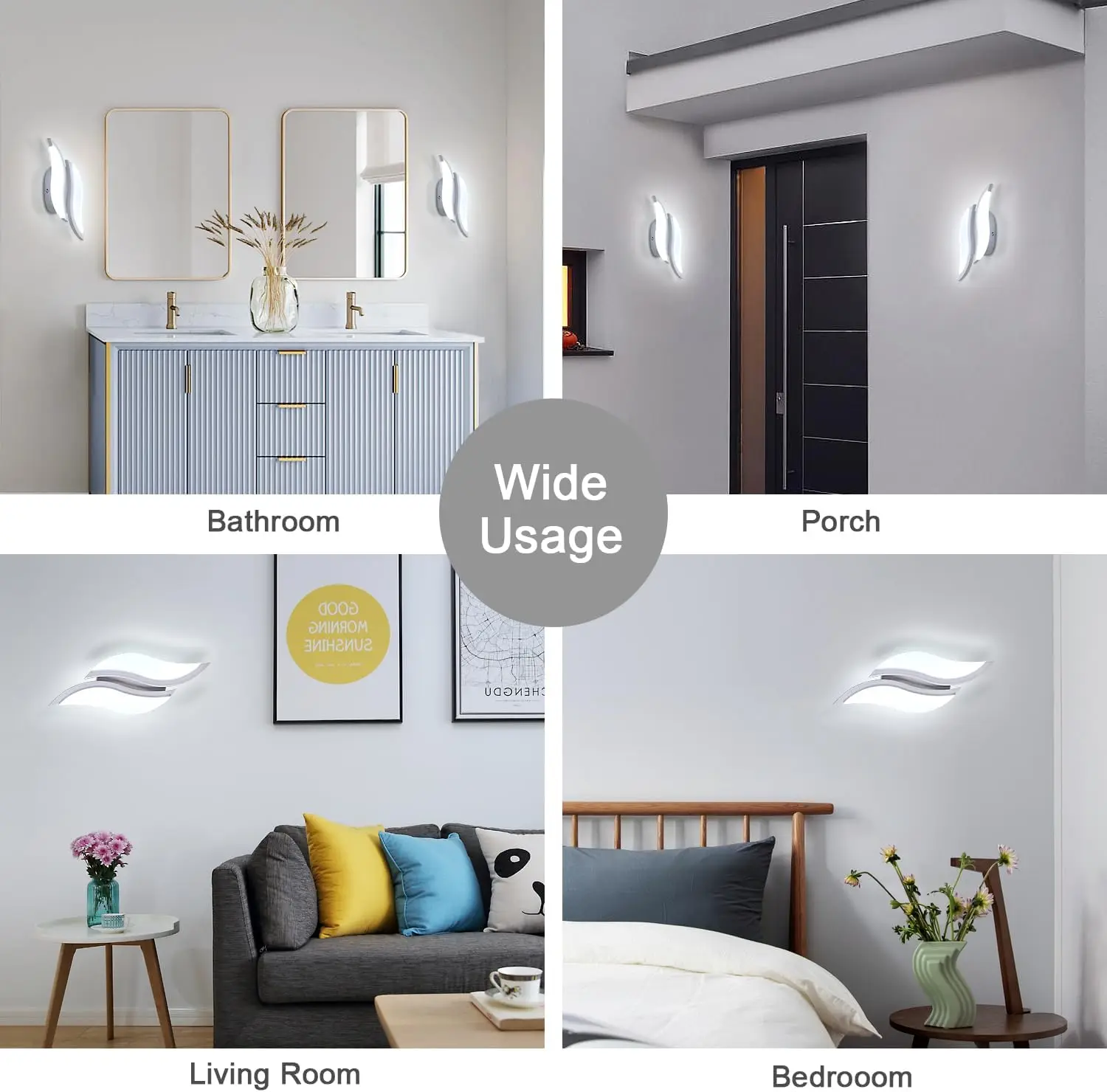 Moderne LED-Wandleuchte für Innenräume, 12W Weiße LED-Wandlampe, 6500K Kaltlicht, Acryl-Blattförmige Wandleuchte für Schlafzimmer – Detail 6
